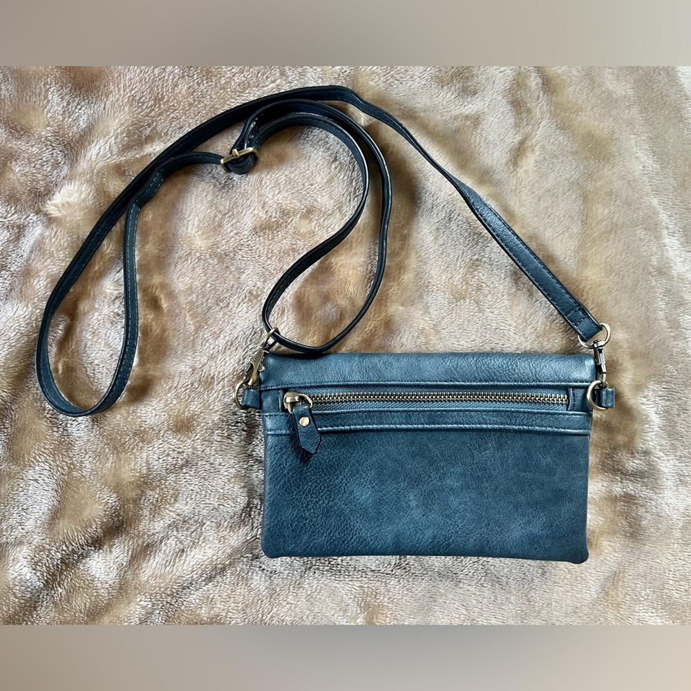 EUC Joy Susan Vegan Leather Crossbody Clutch | Blue